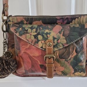 Patricia Nash Multicolor Floral Leather Clutch with Tan Trim